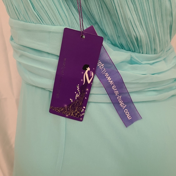New with Tags Ever Pretty Chiffon Teal Blue Maxi Dress size 16 - Picture 4 of 7